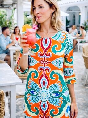Michelle Parisou Wrinkle Free Resortwear Poolside Travel Retro Vintage Dress